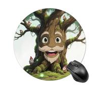 Wise-Old-Tree-with-Dwarves Round Mouse Pad, Cute Non-Slip Rubber Base Desk Mat, Funny Small Mousepad for Office & Gaming, Decorative Computer Accessories for Home Office Desk 7.8 Inch