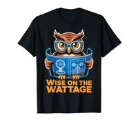 Wise on the Wattage Owl Blueprint Design T-Shirt