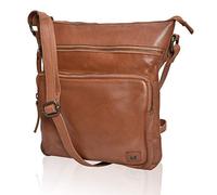 Wise Owl Accessories Genuine Leather Crossbody Handbags & Purses for Women -Premium Crossover Over the Shoulder Bag (Cognac Washed Vintage)