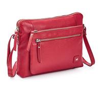 Wise Owl Accessories Small Soft Pebbled Real Leather Crossbody Handbags Purses Triple Zip Premium Sling Crossover Shoulder Bag for Women Gift (Red Soft Nappa)