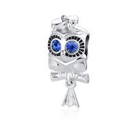 Wise Owl Charm fits Pandora Charms Bracelets Graduation Birthday Jewellery Gift for Women Daughter Granddaughter Sister Student Blue Cubic Zirconia