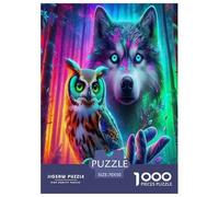 Wise Owl Jigsaw Puzzles Puzzles for Adults Kids. 1000 Pieces Cartoon Colorful Animals Impossible Challenge Toy Educational Games Home Decoration for Educational Games Gifts 70x50cm/1000pcs