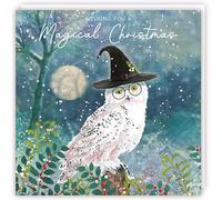 Wise Owl Midnight Xmas Eve Charity Christmas Cards - Pack of 5 - Magical Festive Design - Special Matt Finish - Made in the UK - Eco-Friendly