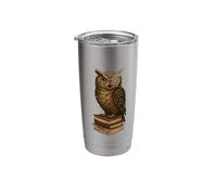 Wise Owl Monocle Books Scholar Academic Art Stainless Steel Insulated Tumbler