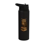 Wise Owl Monocle Books Scholar Academic Art Stainless Steel Insulated Water Bottle