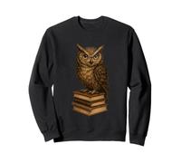Wise Owl Monocle Books Scholar Academic Art Sweatshirt