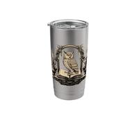 Wise Owl on Ancient Book Vintage Engraving Art Stainless Steel Insulated Tumbler