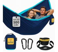 Wise Owl Outfitters Camping Hammock - Single or Double Sized Indoor & Outdoor Hammocks w/ Storage Bag - Backpacking and Travel Accessories - Navy & Lt Blue