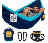 Wise Owl Outfitters Camping Hammock - Single or Double Sized Indoor & Outdoor Hammocks w/ Storage Bag - Backpacking and Travel Accessories - Navy & Lt Blue