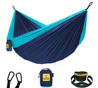 Wise Owl Outfitters Camping Hammock - Single or Double Sized Indoor & Outdoor Hammocks w/ Storage Bag - Backpacking and Travel Accessories - Navy & Lt Blue