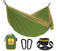 Wise Owl Outfitters Hammock for Camping Double Hammocks Gear for The Outdoors Backpacking Survival or Travel - Portable Lightweight Parachute Nylon DO Green & Khaki