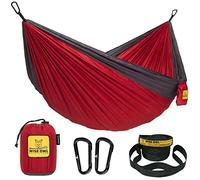 Wise Owl Outfitters Hammock for Camping Double Hammocks Gear for The Outdoors Backpacking Survival or Travel - Portable Lightweight Parachute Nylon DO Red & Charcoal