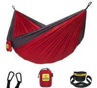 Wise Owl Outfitters Hammock for Camping Double Hammocks Gear for The Outdoors Backpacking Survival or Travel - Portable Lightweight Parachute Nylon DO Red & Charcoal