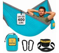 Wise Owl Outfitters Hammock for Camping Single Hammocks Gear for The Outdoors Backpacking Survival or Travel - Portable Lightweight Parachute Nylon SO Lt Blue & Grey