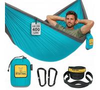 Wise Owl Outfitters Hammock for Camping Single Hammocks Gear for The Outdoors Backpacking Survival or Travel - Portable Lightweight Parachute Nylon SO Lt Blue & Grey