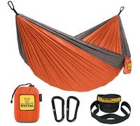 Wise Owl Outfitters Hammock Single & Double Camping Hammocks Gear For The Outdoors Backpacking Survival or Travel - Portable Lightweight Parachute Nylon Doubleowl Orange & Grey