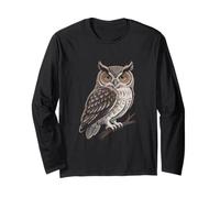 Wise Owl Perched Illustration Symbol of Wisdom & Nature Long Sleeve T-Shirt