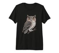 Wise Owl Perched Illustration Symbol of Wisdom & Nature Premium T-Shirt