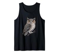 Wise Owl Perched Illustration Symbol of Wisdom & Nature Tank Top