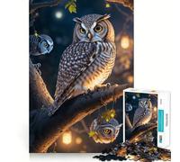 Wise Owl Perched Jigsaw Puzzle 1000 Piece Focus Boost Fun Advanced Laser Cutting Tech Travel-friendly Brain Game Gift (38x26cm)