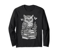 Wise Owl Reading Book Lover Nature Aesthetic Design Long Sleeve T-Shirt