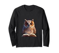 Wise Owl Reading Illustration Long Sleeve T-Shirt