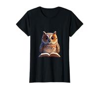 Wise Owl Reading Illustration T-Shirt