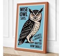 Wise Owl Says Typography Canvas Wall Art Print 18x12 Inch