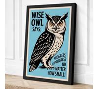 Wise Owl Says Typography Canvas Wall Art Print 18x12 Inch