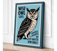 Wise Owl Says Typography Canvas Wall Art Print 18x12 Inch