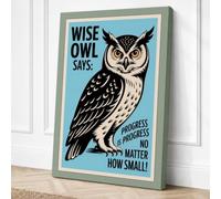 Wise Owl Says Typography Canvas Wall Art Print 18x12 Inch
