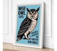 Wise Owl Says Typography Canvas Wall Art Print 18x12 Inch