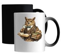 Wise Owl Scholar Investigating Ancient Knowledge Ceramic Magic Mug White