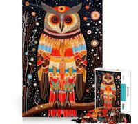 Wise Owl Tribal Style Jigsaw for Adults 1000 Pieces Think Skill Game High Precision Die Cut Entertaining Challenge for Spare Time (50x75cm)