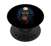 Wise Owl Watching Bright Lunar Orb & Stellar Field PopSockets Adhesive PopGrip