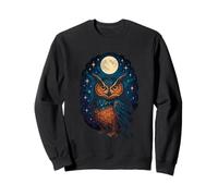 Wise Owl Watching Bright Lunar Orb & Stellar Field Sweatshirt
