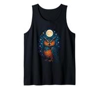 Wise Owl Watching Bright Lunar Orb & Stellar Field Tank Top