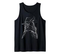 Wise Owl Wearing Feathered Hunter Hat Design Tank Top