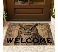 Wise Owl Welcome Doormat, Rustic Brown Outdoor & Indoor Entrance Decor, Non-Slip, Weatherproof Dust-Absorbent Mat for Entryway, Easy Care 29x17 Inch