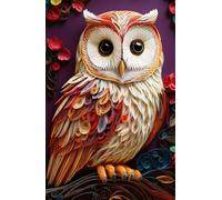Wise Perch, Thoughtful Reflections: Quilled Owl on Branch Hardcover Lined Journal