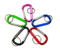 Wise Skies 60mm Aluminium Carabiner Keyring - Spring Clip Snap Hook | Lightweight D-Shape Karabiner for Keys, Bags, Camping & Outdoor Use - Multiple Packs & Colours (Black, 12)