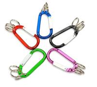 Wise Skies Aluminium Carabiner 65mm - Spring Clip Snap Hook with Triple Keyrings for Keys, Bags & Outdoor Use - Lightweight Alloy D-Shape Clip in Multiple Colours & Pack Sizes (Blue, 1)