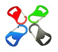 Wise Skies Aluminium Carabiner with Bottle Opener - Spring Clip Snap Hook Keyring for Bags, Keys & Outdoor Use - Lightweight Multi-Function Clip in Multiple Colours & Pack Sizes (Black, 1)