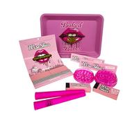 Wise Skies Baked Babes Small Rolling Tray Bundle with Double Sided Matte Finish Tray King Size Rolling Papers Tips Crusher (9 Items)