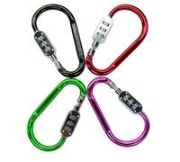 Wise Skies Combination Lock Carabiner Resettable Code D-Ring Clip for Camping, Travel & Sports Aluminium Security Karabiner for Bags, Lockers & Gear Multiple Colours & Pack Sizes (Red, 1)