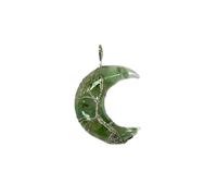 Wise Skies Crystal Crescent Moon Pendant Necklace - Tree of Life Wire Wrapped Resin Stone Crystal Pendant with Adjustable Cord - Choice of Gemstone Design