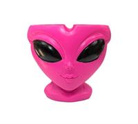 Wise Skies Funny Curved Shape Novelty Resin Ashtray Unique Decorative Tray for Parties Collectors Man Caves Bars Outdoor or Indoor Gift Idea (Pink Alien Head)