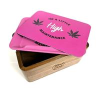 Wise Skies Im a Little High Maintenance Pink Rolling Box Set Stash Box Walnut Rolling Tray