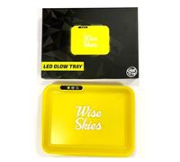Wise Skies LED Rolling Stash Tray, Yellow, Plastic, Rectangular, Glossy Finish, Modern Style, Smoking