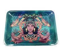 Wise Skies Metal Rectangular Dice Tray for Smoking Accessories Rolling and Storage, Mother Nature Theme, 100% Metal